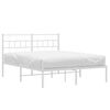 vidaXL Metal Bed Frame without Mattress with Headboard White 140x190cm
