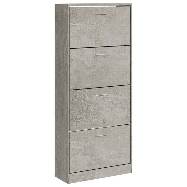 vidaXL Shoe Cabinet Concrete Grey 63x24x147 cm Engineered Wood