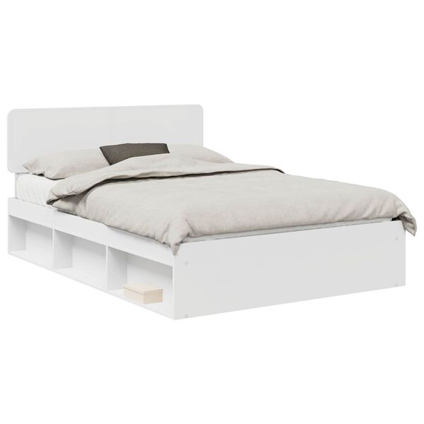 vidaXL Bed Frame with Headboard White 150 x 200 cm Solid Pine Wood