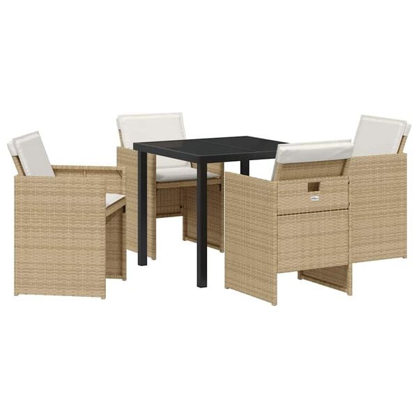 vidaXL Garden Dining Set 5 pcs Beige Poly Rattan