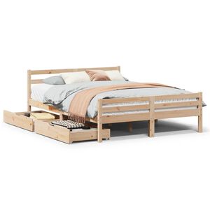 vidaXL Bed Frame without Mattress 150x200 cm King Size Solid Wood Pine