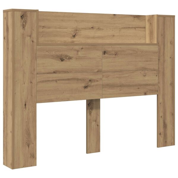 vidaXL Headboard Cabinet with LED Artisan Oak 140 x 16.5 x 103.5 cm
