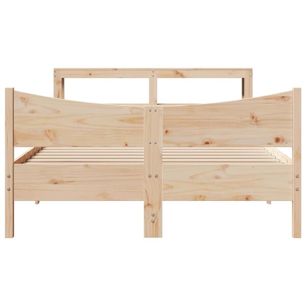 vidaXL Bed Frame with Headboard 140x190 cm Solid Wood Pine
