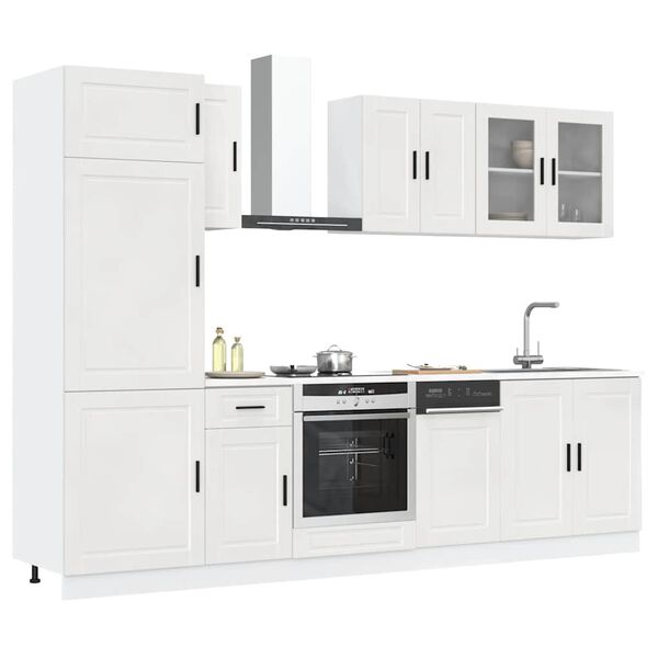 vidaXL 8 Piece Kitchen Cabinet Set Porto High Gloss White Engineered Wood