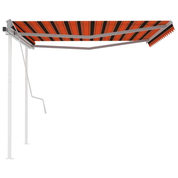 vidaXL Manual Retractable Awning with Posts 4.5x3.5 m Orange and Brown