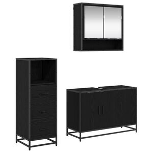 vidaXL Bathroom Furniture Set 3 pcs Black Oak Engineered Wood