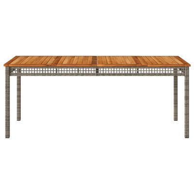 vidaXL Garden Table Grey 180x90x75 cm Poly Rattan Acacia Wood