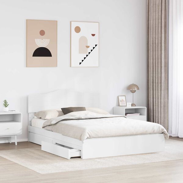vidaXL Storage Bed with Headboard White 140 x 200 cm Engineered Wood