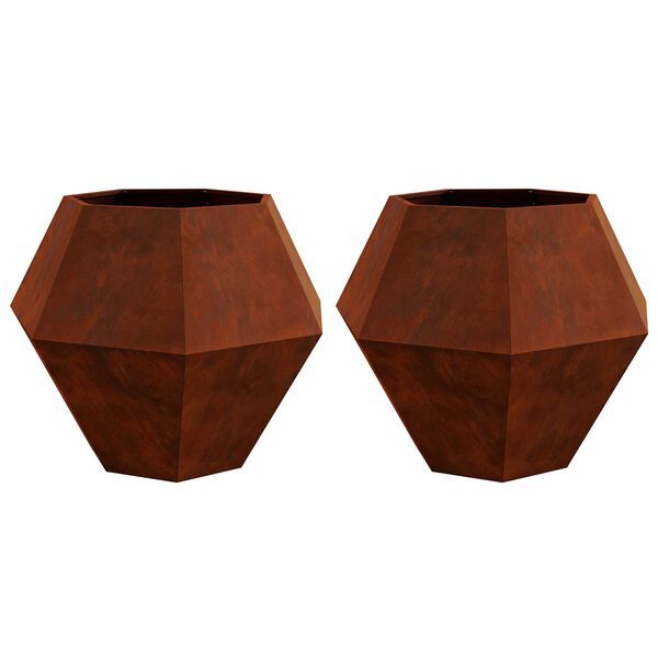 vidaXL Planter 2 pcs Rusty 100 x 100 x 80 cm Weathering Steel