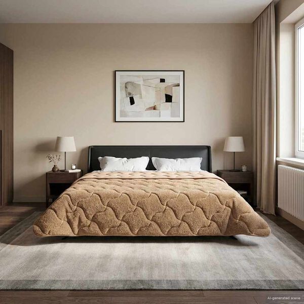 vidaXL Summer Duvet Taupe 200 x 220 cm Microfiber and Teddy fleece