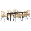 vidaXL Garden Dining Set 7 pcs Brown Poly Rattan