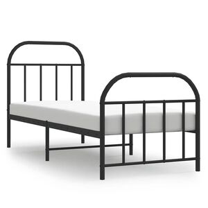 vidaXL Metal Bed Frame without Mattress with Footboard Black 75x190cm