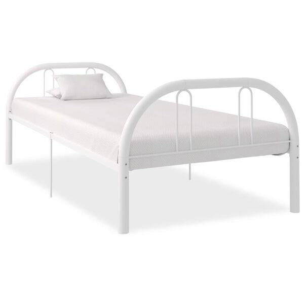 vidaXL Bed Frame without Mattress White Metal 90x200 cm