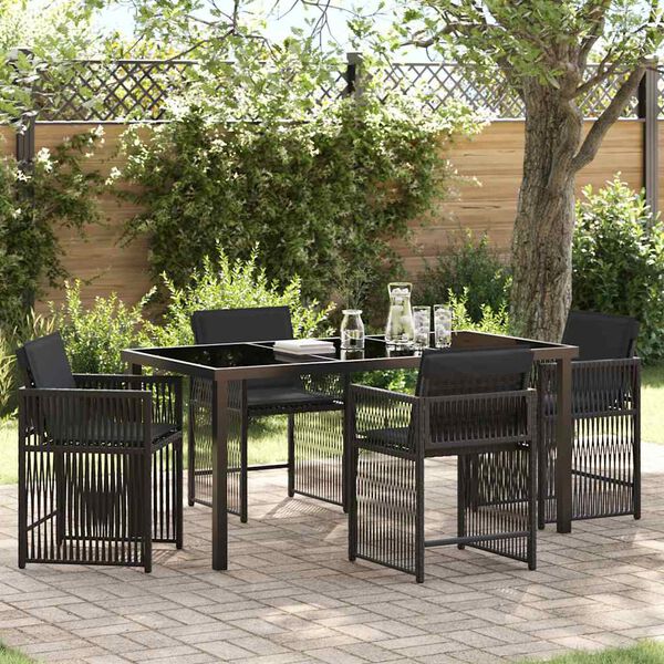 vidaXL Garden Dining Set 5 pcs Black Poly Rattan