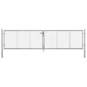 vidaXL Garden Gate Galvanised Steel 400x75 cm Silver