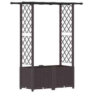 vidaXL Raised Bed with Trellis and Roof Brown 124.5 x 40 x 138 cm PP