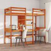 vidaXL Loft Bed Frame with Desk and Shelves Wax Brown 90x200cm Solid Wood Pine