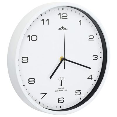 vidaXL Radio Controlled Wall Clock with Quartz Movement 31 cm White