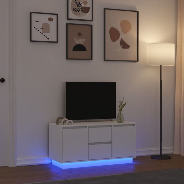 vidaXL TV Cabinet with LED Lights White 100x41x50 cm