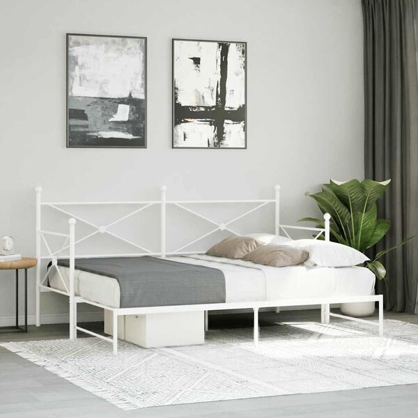 vidaXL Daybed with Trundle without Mattress White 80x200 cm Steel