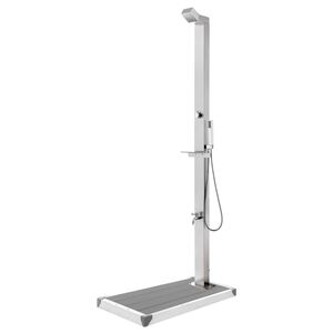 vidaXL Garden Shower with Grey Base 225 cm Stainless Steel