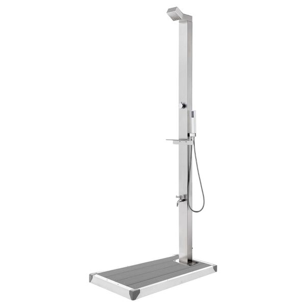 vidaXL Garden Shower with Grey Base 225 cm Stainless Steel