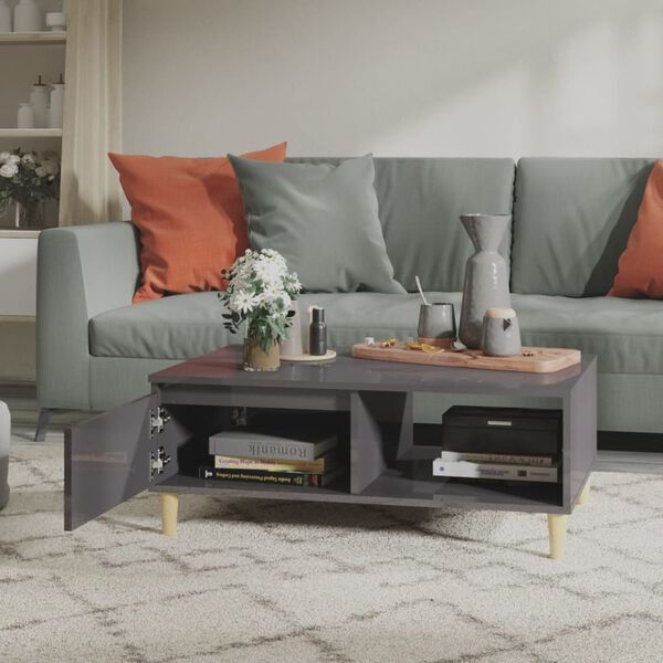 vidaXL Coffee Table High Gloss Grey 90x60x35 cm Engineered Wood