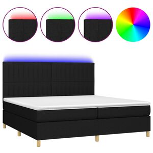 vidaXL Box Spring Bed with Mattress&LED Black 200x200 cm Fabric
