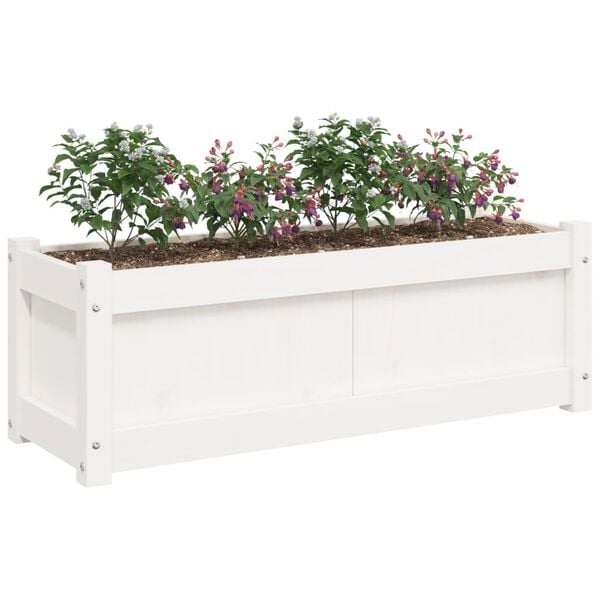 vidaXL Garden Planter White 90x31x31 cm Solid Wood Pine