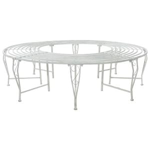 vidaXL Tree Bench 8-Seater &Oslash; 160 x 44 cm Steel Antique White Round