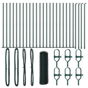 vidaXL Fence Post Green 50 x 1 m (13 mm mesh) Steel and PVC