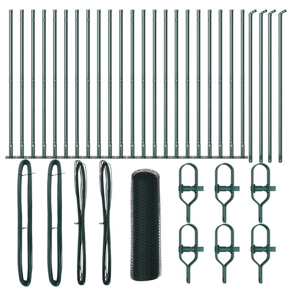 vidaXL Fence Post Green 50 x 1 m (13 mm mesh) Steel and PVC