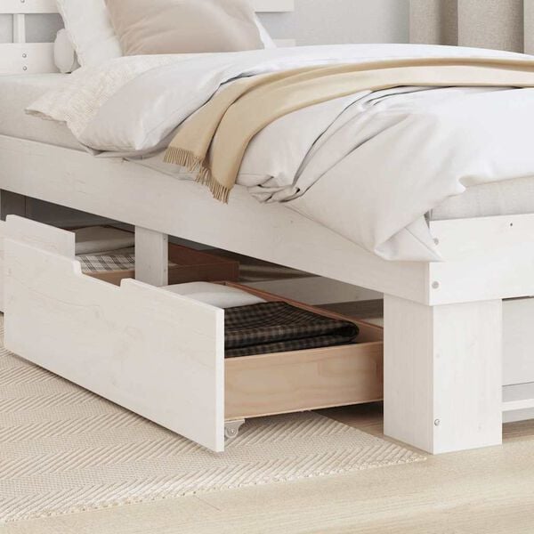 vidaXL Bed Frame with Headboard White 90 x 200 cm Solid Pine Wood