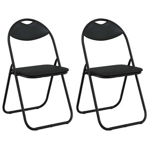vidaXL Folding Chair 2 pcs Black 48 x 43.5 x 81 cm Faux Leather