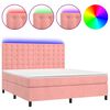 vidaXL Box Spring Bed with Mattress&LED Pink 160x200 cm Velvet