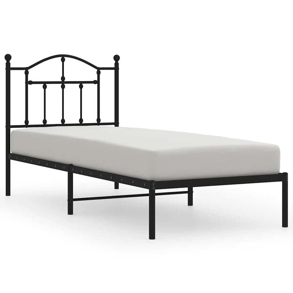 vidaXL Metal Bed Frame without Mattress with Headboard Black 90x190cm