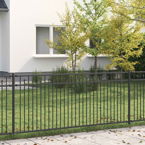 vidaXL Spike Fence Black 200 x 130 cm Powder-Coated Steel