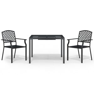 vidaXL 3 Piece Garden Dining Set Anthracite Steel