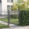 vidaXL Fence Gate with Spikes Grey 125 x 100 cm Powder-coated steel
