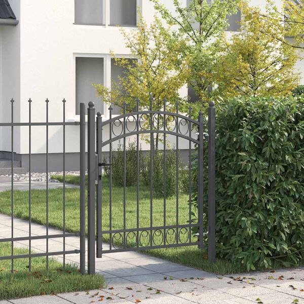 vidaXL Fence Gate with Spikes Grey 125 x 100 cm Powder-coated steel