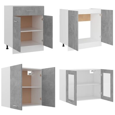 vidaXL 4 Piece Kitchen Cabinet Set Concrete Grey Engineered Wood