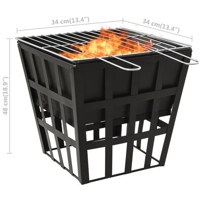 vidaXL 2-in-1 Fire Pit and BBQ 34x34x48 cm Steel