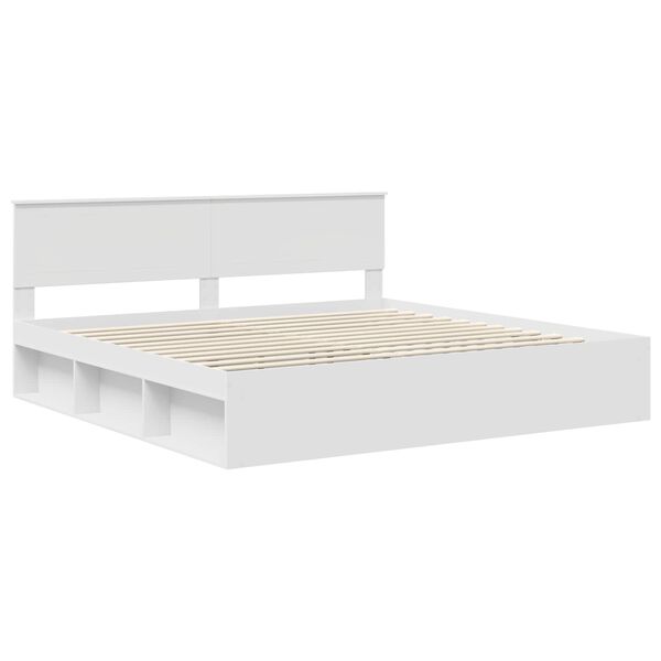 vidaXL Bed Frame with Headboard White 200 x 200 cm Solid Pine Wood