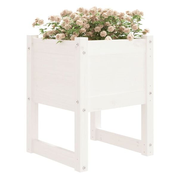 vidaXL Planter White 40x40x52.5 cm Solid Wood Pine