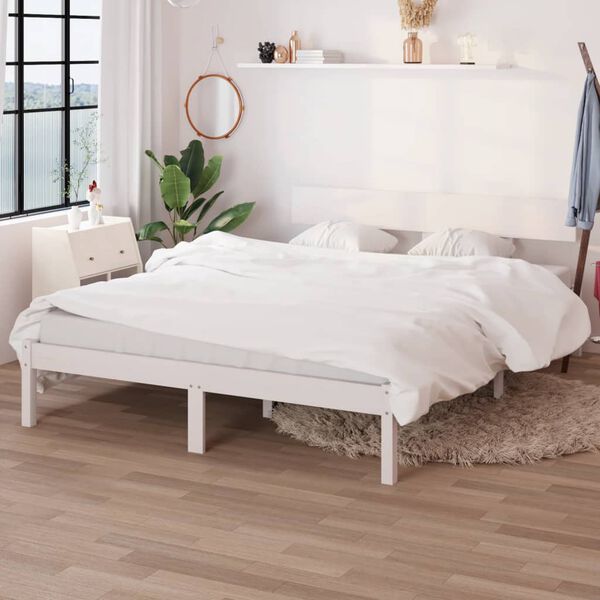 vidaXL Bed Frame without Mattress White Solid Wood 160x200 cm