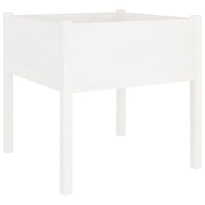 vidaXL Garden Planter | White | Solid pinewood | 70 x 70 x 70 cm | Tough