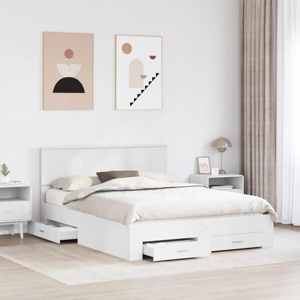 vidaXL Bed Frame with Headboard White 150 x 200 cm Engineered Wood