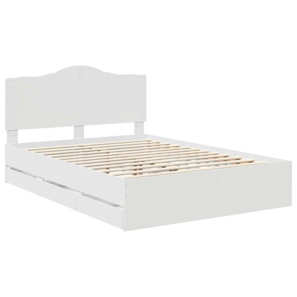 vidaXL Bed Frame with Drawer White 160 x 200 cm Engineer Wood