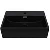 vidaXL Basin with Faucet Hole Ceramic Black 51.5x38.5x15 cm
