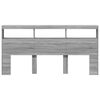 vidaXL Headboard Cabinet with LED Grey Sonoma 200x17x102 cm